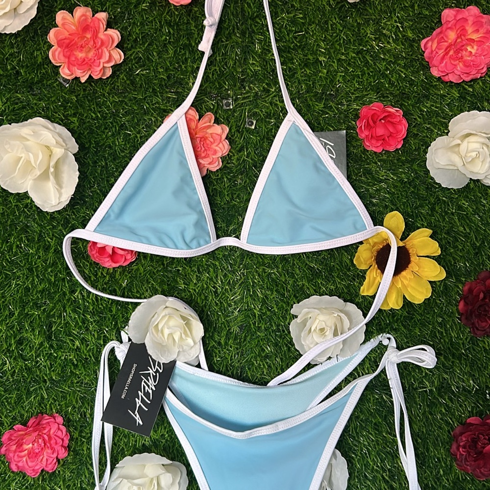 Barbie Light Blue and White Bikini Set